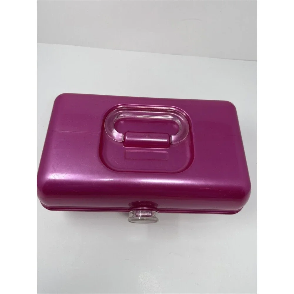 RETRO ~ Caboodles On-The-Go-Girl Classic Cosmetic Makeup Case Pink Shimmer Lips